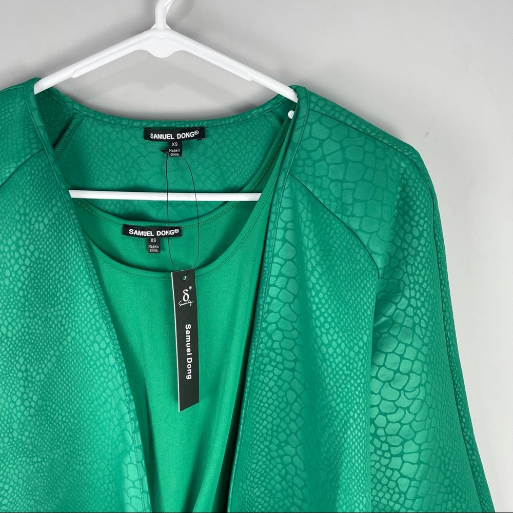 NWT Samuel Dong cardigan set knit snakeskin green - Picture 2 of 7
